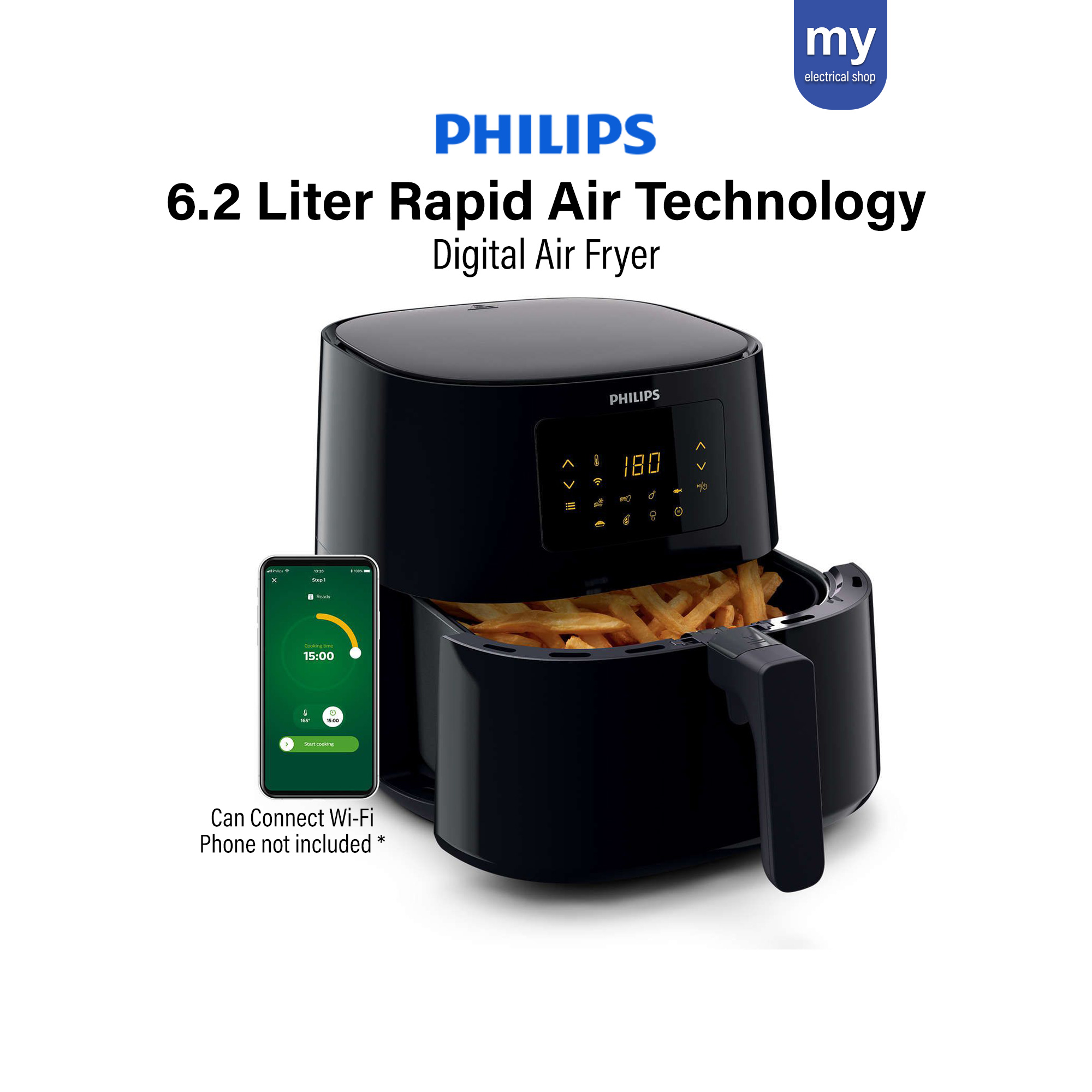 Kitchen HQ 2-Liter Digital Air Fryer – Countertop Electric, Open Box (Model 844-641)