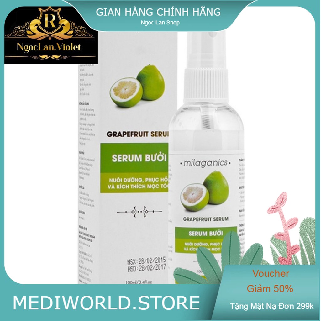 Serum Bưởi Milaganics Dành Cho Tóc Gãy Rụng, Khô Xơ 100ml