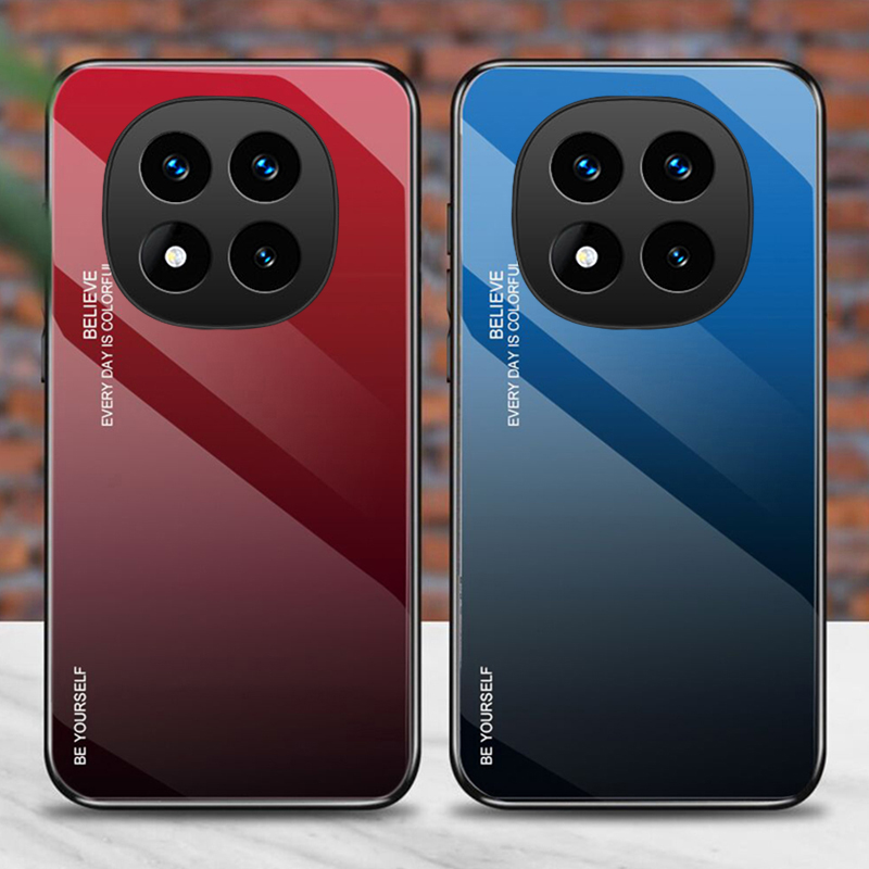 Phone case Xiaomi Poco X7 Pro Gradient Mirror Tempered Glass Protector Hard Back Cover Poco X7 Case.