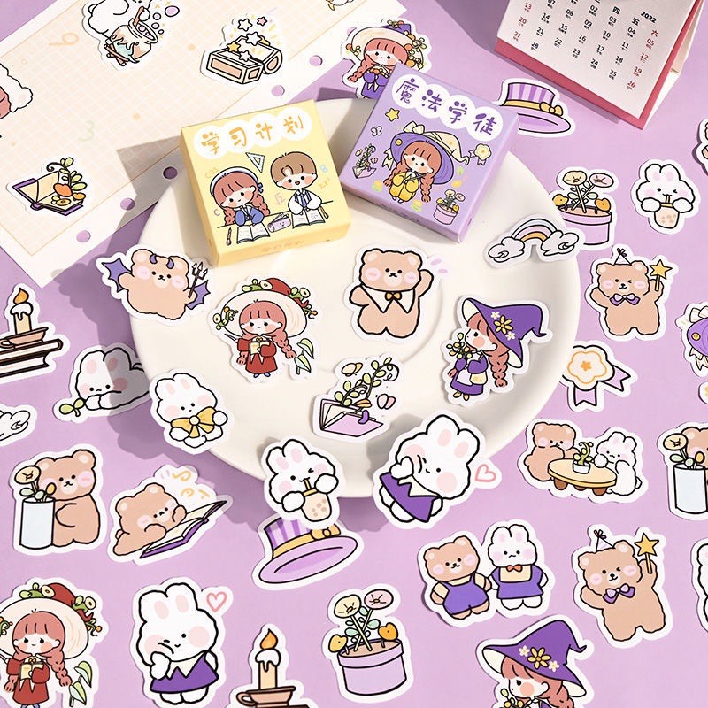 Hộp 50 tờ sticker dán cute