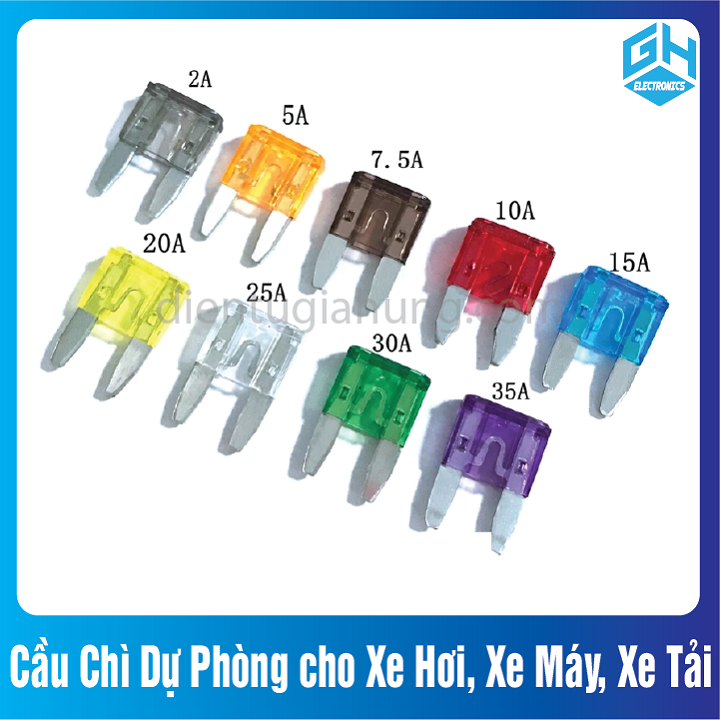 Combo 10 cái Cầu Chì Dự Phòng cho Xe Hơi, Xe Máy, Xe Tải (nhiều phân loại)