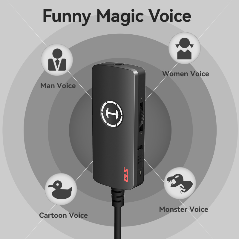 HECATE GS02 7.1 Virtual Surround Sound Cards Multi-compatible Device/RGB Light/Magic Voice/ENC Noise Reducation/Ambient Sound Monitoring Gaming Soundcard for Desktop/Notebook/PS4