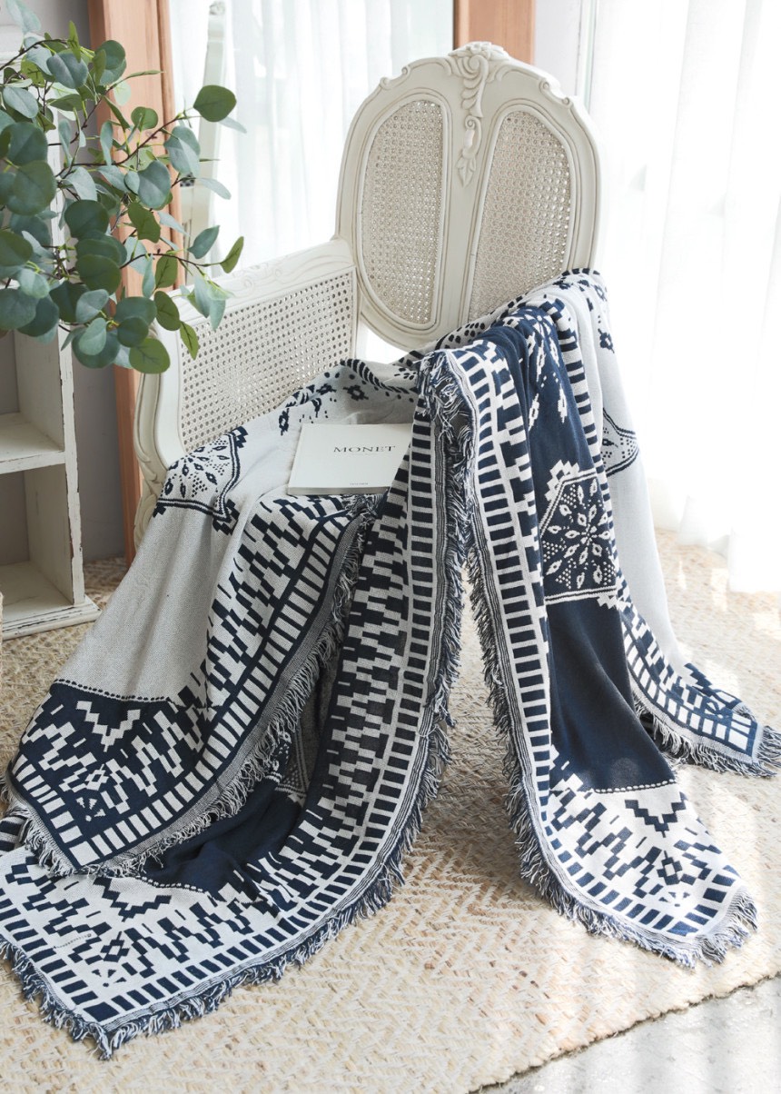 Thảm Vintage, Thảm Thổ Cẩm 180cm x 90cm sử dụng 2 mặt decor nhà cửa, trang trí phòng phong cách Bắc Âu, Khăn phủ sofa, thảm picnic đa năng dệt thủ công