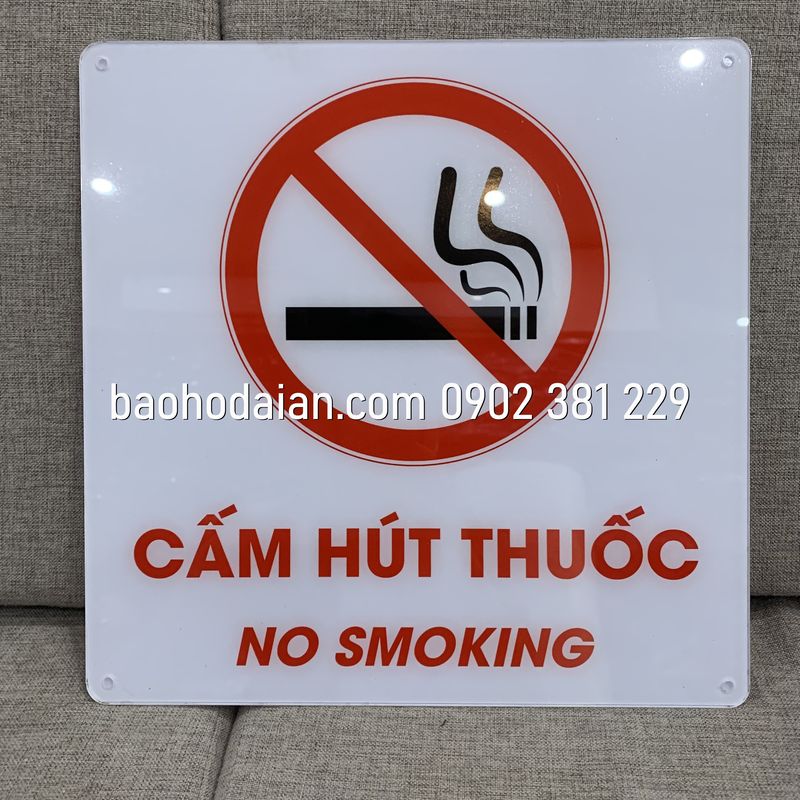Bảng mica cấm lửa, cấm hút thuốc kích thước 30 x 30cm