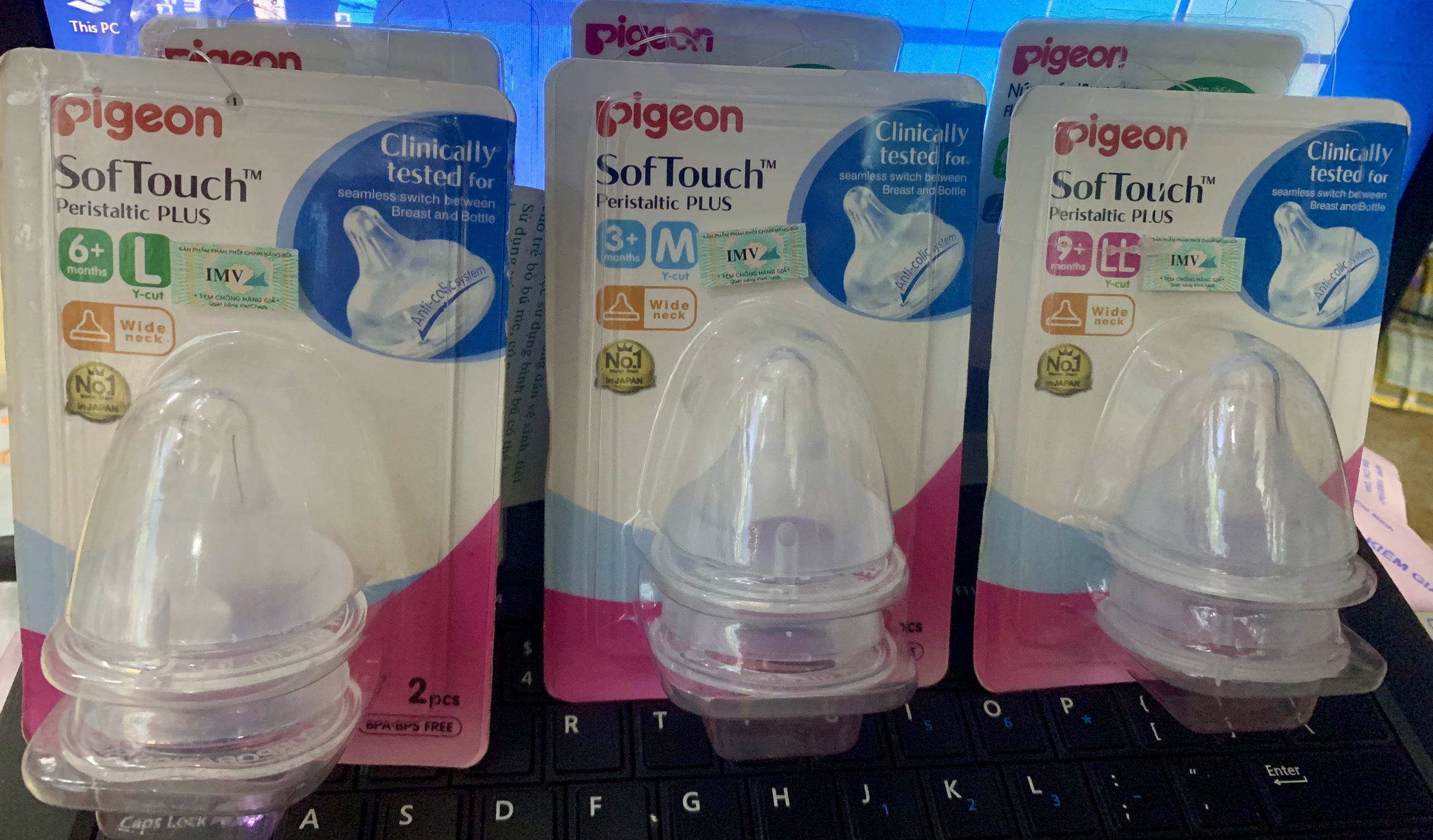 [VỈ 2 CÁI] Núm Ty Pigeon Cổ Rộng Softouch Plus  - Size M/L/LL