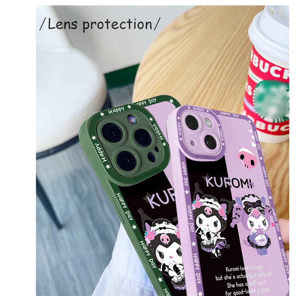 Hontinga Casing Case For Samsung Galaxy Note 8 Note 9 Case Cute Kuromi Square Soft Silicone Full Cover Camera Protection Shockproof Rubber Cases Back Cover Phone Casing Softcase For Boys Girls