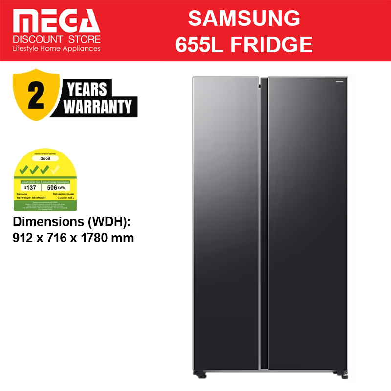 SAMSUNG RS70F65Q3FSS 655L BESPOKE AI SIDE-BY-SIDE DOOR FRIDGE