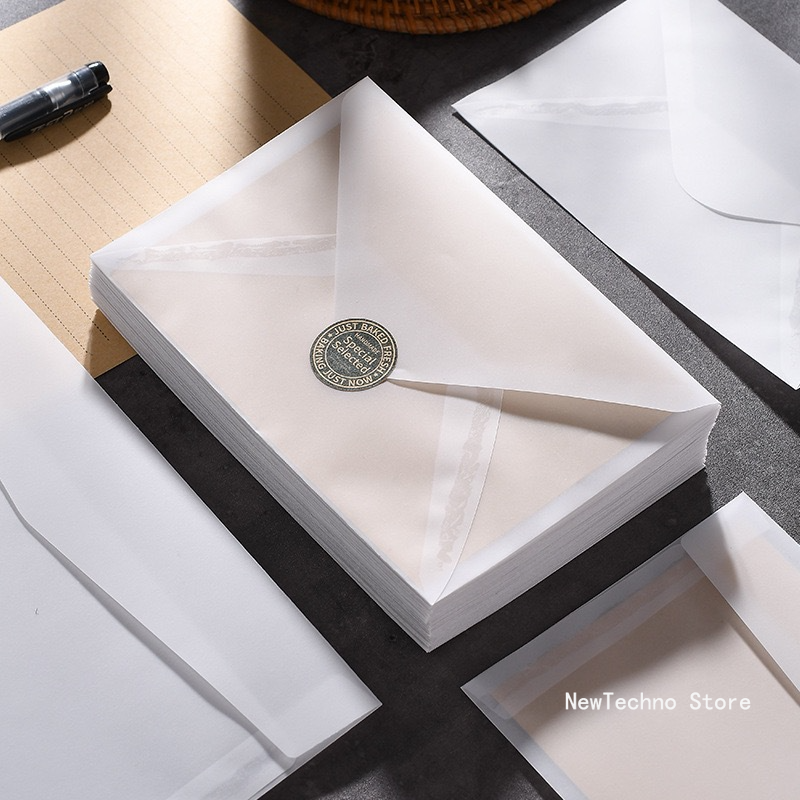 【SmartHorizon】Transparent Sulfuric Acid Paper Envelope Vintage Wedding Postcard Invitation Card Storage Translucent Blank Envelope 1pc. 
