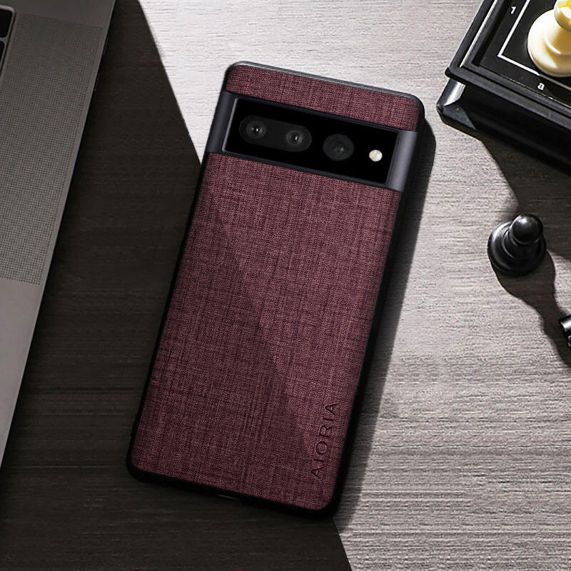 lthmy for Google Pixel 6A Case Textile Texture Leather Skin Phone Cases Soft TPU Hard PC Cover Casing