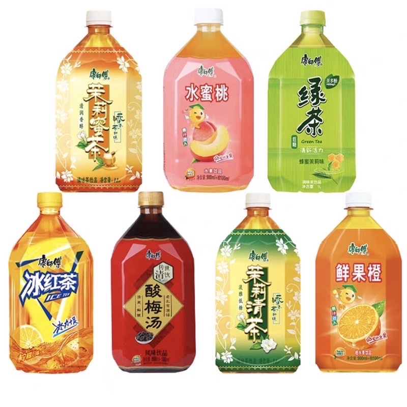 Chai nước hoa quả nhiều vị Lê, Đào, Trà xanh, Trà Chanh/ Nước Kangshifu chai 1000ml Ngọt dịu, siêu ngon và bổ dưỡng