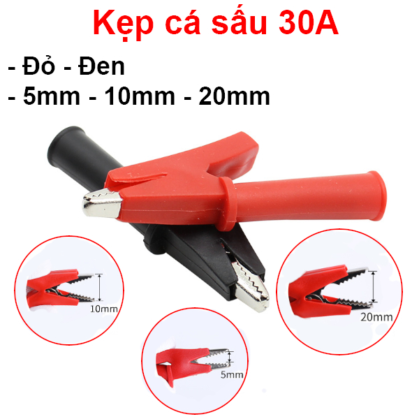 ( 1 cặp) Kẹp cá sấu 30A vỏ cao su đỏ+đen