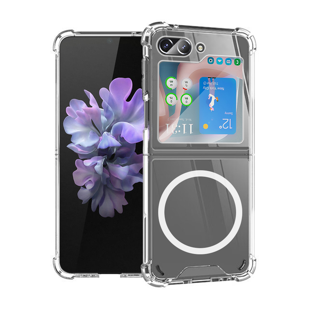 For Samsung Galaxy Z Flip 6 5 Case Magsafe Wireless Charging Adsorb Cover Transparent Clear TPU+PC Shockproof for Samsung Galaxy Z Flip6 Flip5 Back Cover Phone cases. 