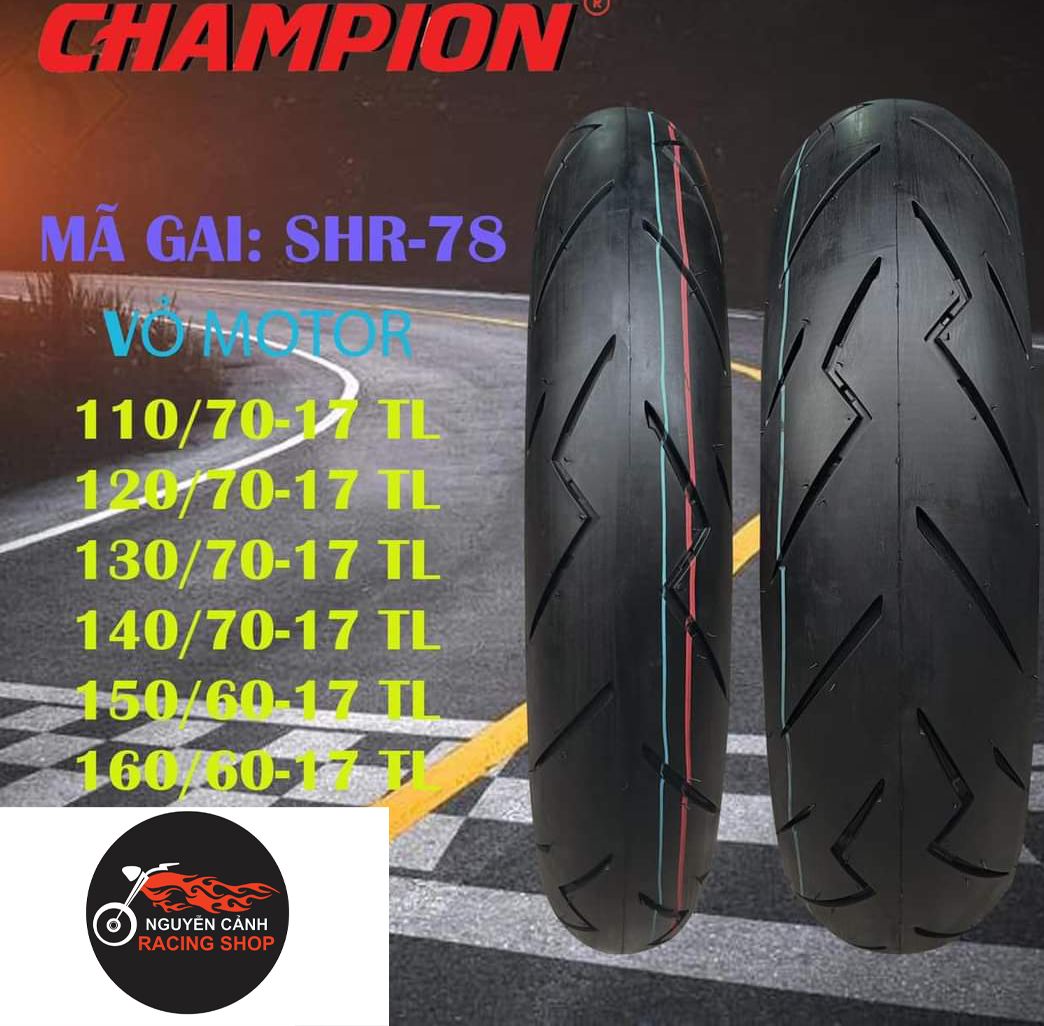 Vỏ xe máy champion 60-70-110-120-130-140-150-160-17 inch-không ruột