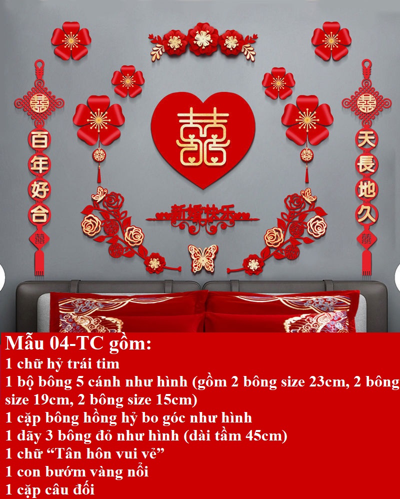 {Sẵn hàng y hình} Set trang trí phòng cưới, tiệc cưới trang trí tân hôn