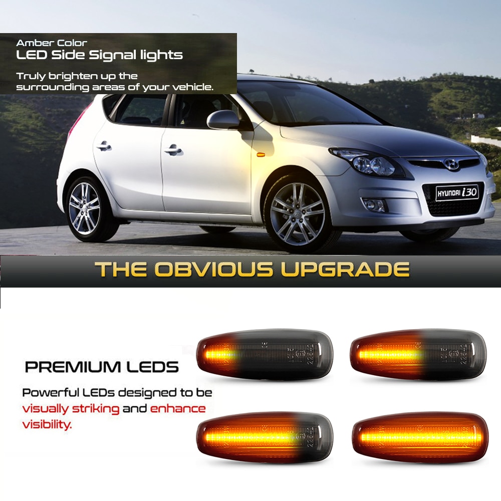 2Pcs Dynamic LED Fender Side Marker Light Turn Signal Lamp Sequential Blinker Indicator Repeater For Hyundai i30 Grandeur Avante Elantra KIA Rio Carens Rondo