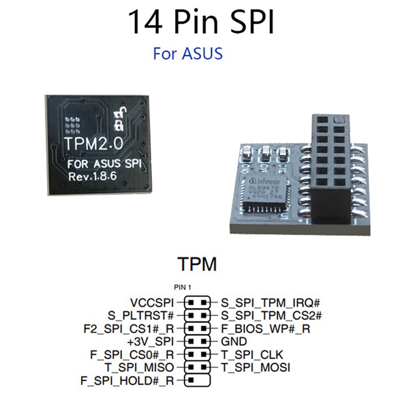 TPM 2.0 Encryption Security Module Remote Card 14 Pin SPI TPM2.0 Security Module for ASUS Motherboard
