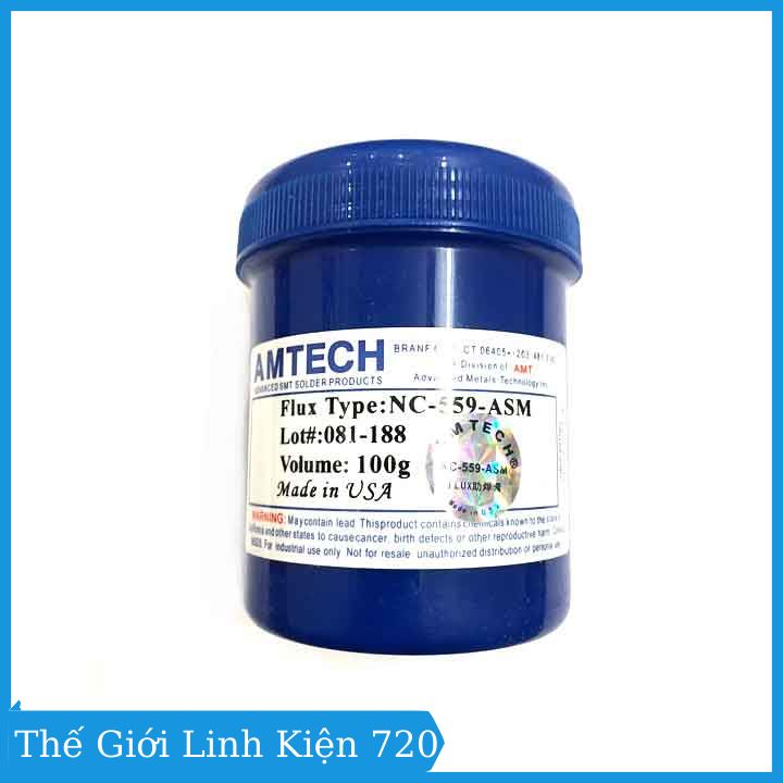 Mỡ hàn Amtech NC-559-ASM mỡ trắng lọ màu xanh cao cấp