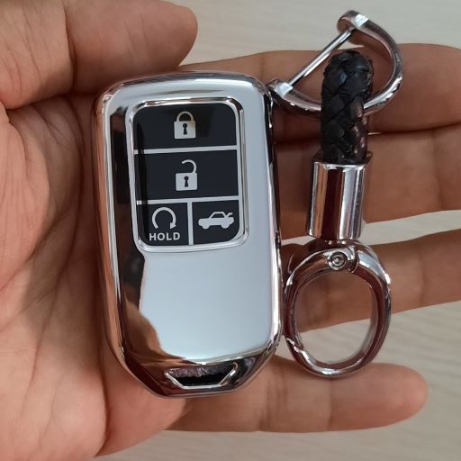 Ốp bọc chìa khóa mạ crom xe honda city,crv,civic,hrv kèm móc đeo