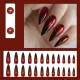 24Pcs Long Wine Red Fake Nails with Glue DIY Art Design False Nails Wearable Artificial Nails New 2025. 