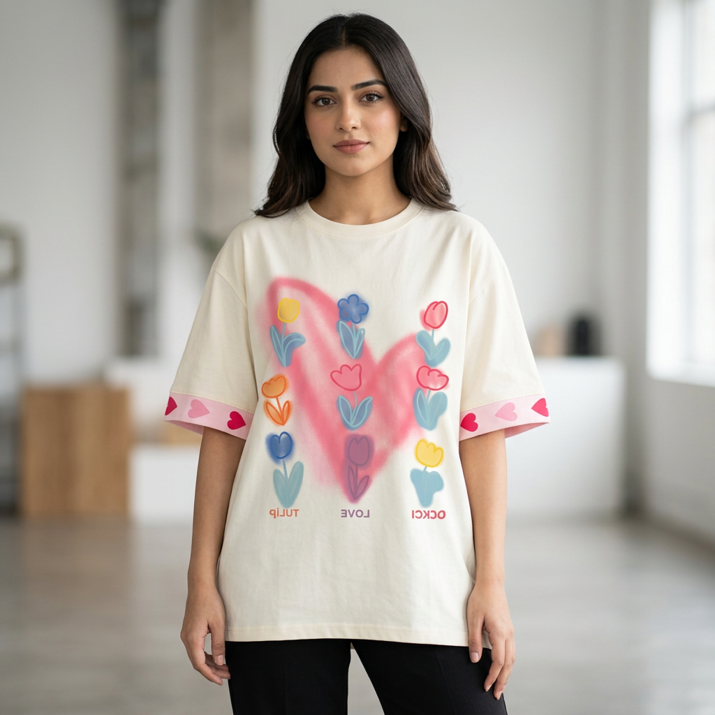 Half Sleeve T Shirt DTD Printed For Woman's