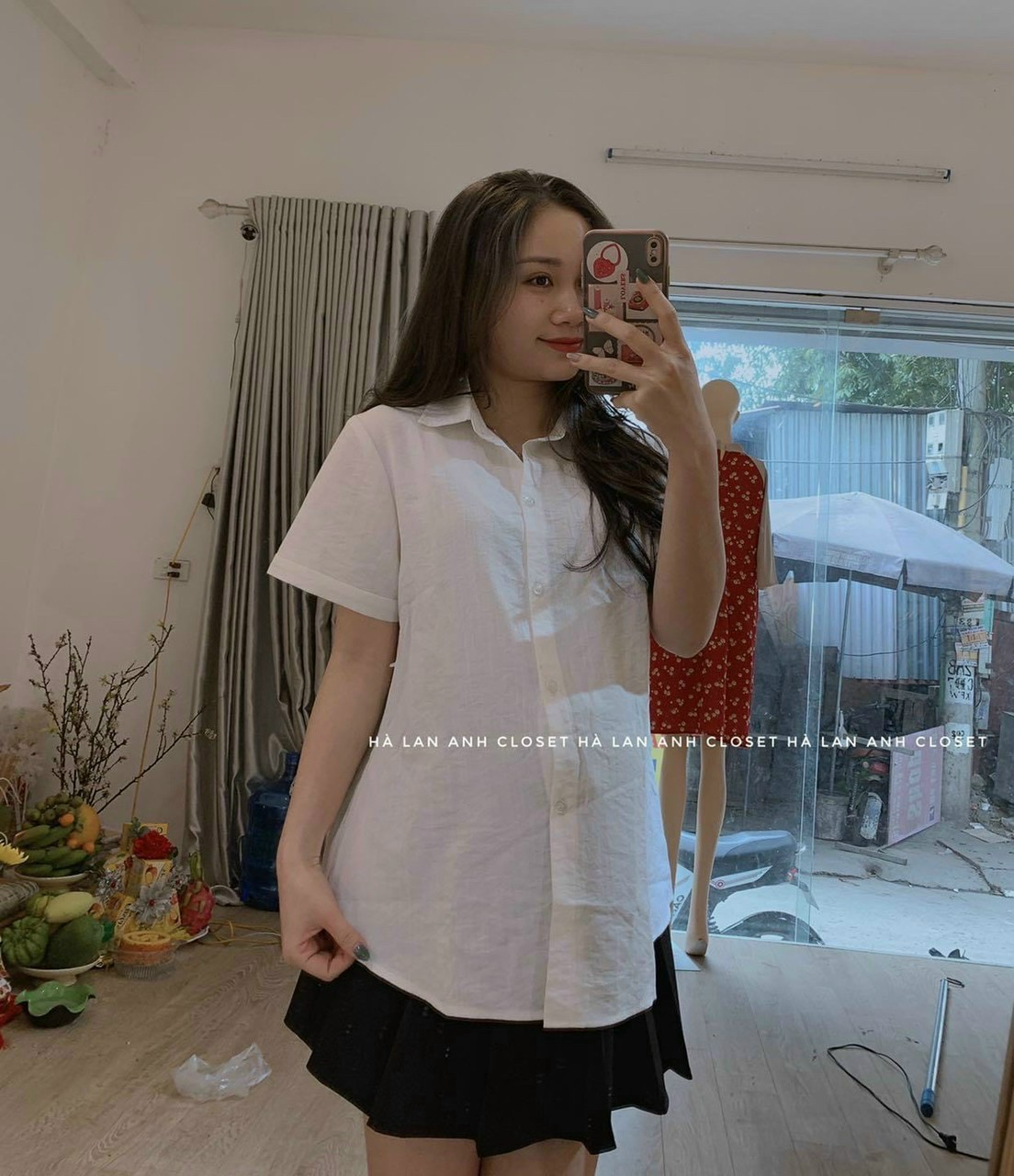 Áo sơ mi bầu công sở kẻ sọc cách điệu cao cấp
