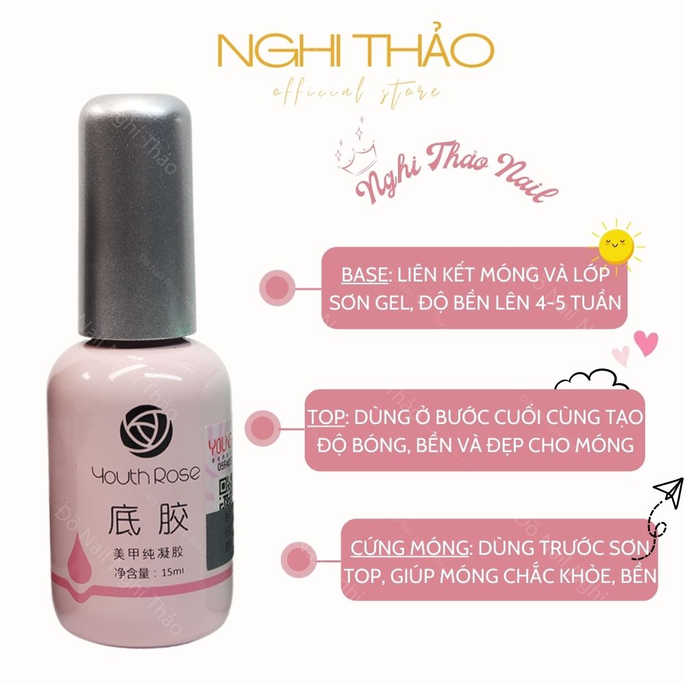 Base hoa hồng liên kết móng 15ml