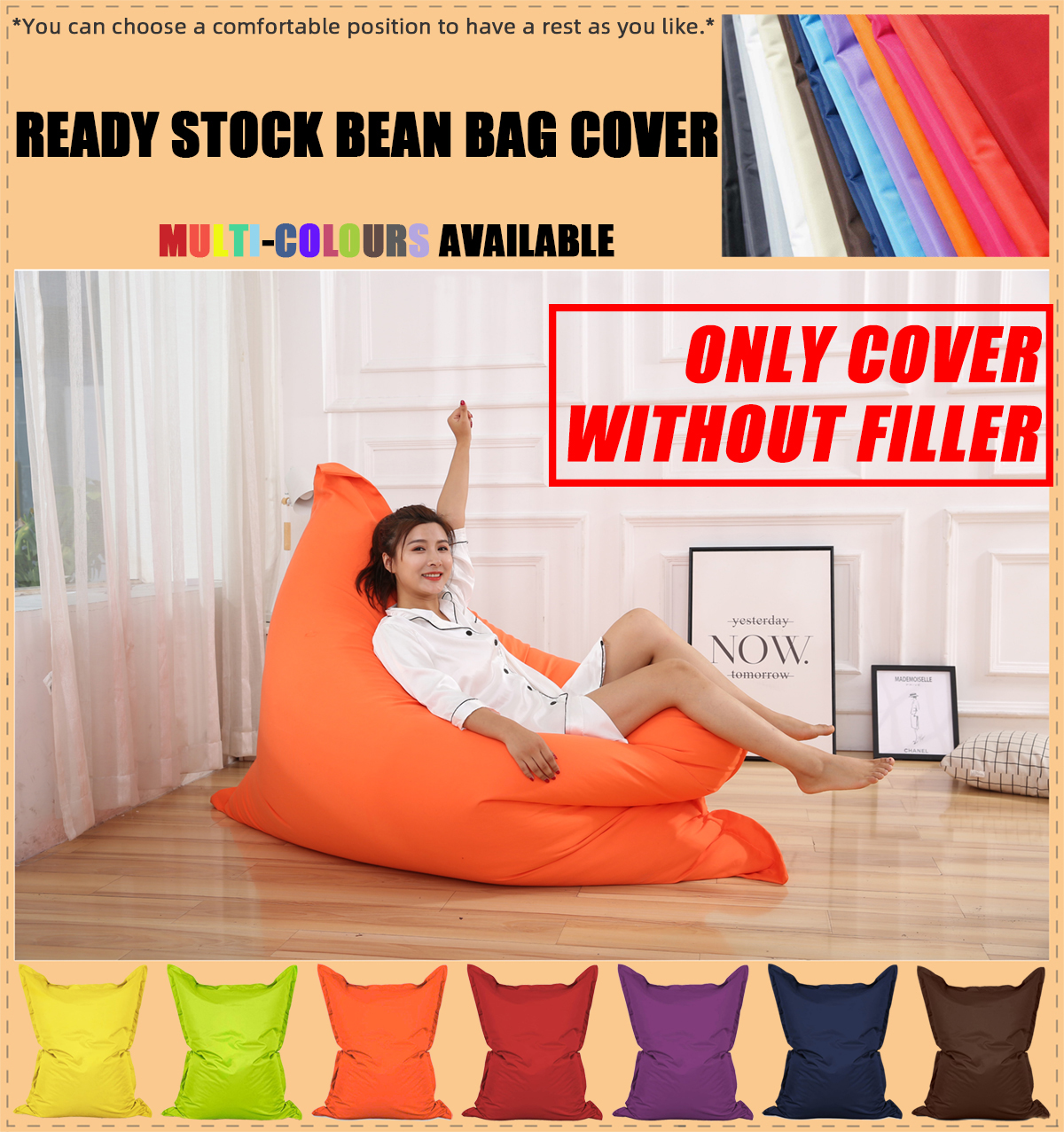  lanshen 7FT Luxurious Bean Bag Chair Only (No Filler