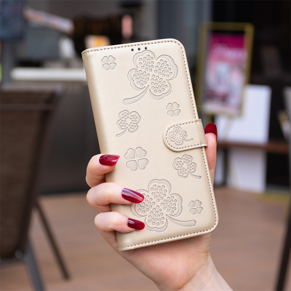Case For Xiaomi Redmi Note 9 Pro Max Note 9s Redmi Note 8T Redmi 9 Redmi Note 9 Redmi 10X 4G Redmi 9A Redmi 9C Redmi 10A Poco C31 Redmi Note 8 Pro Fashion PU Leather Four Leaf Clover Phone Case Flip Folio Card Wallet Protective Back Cover