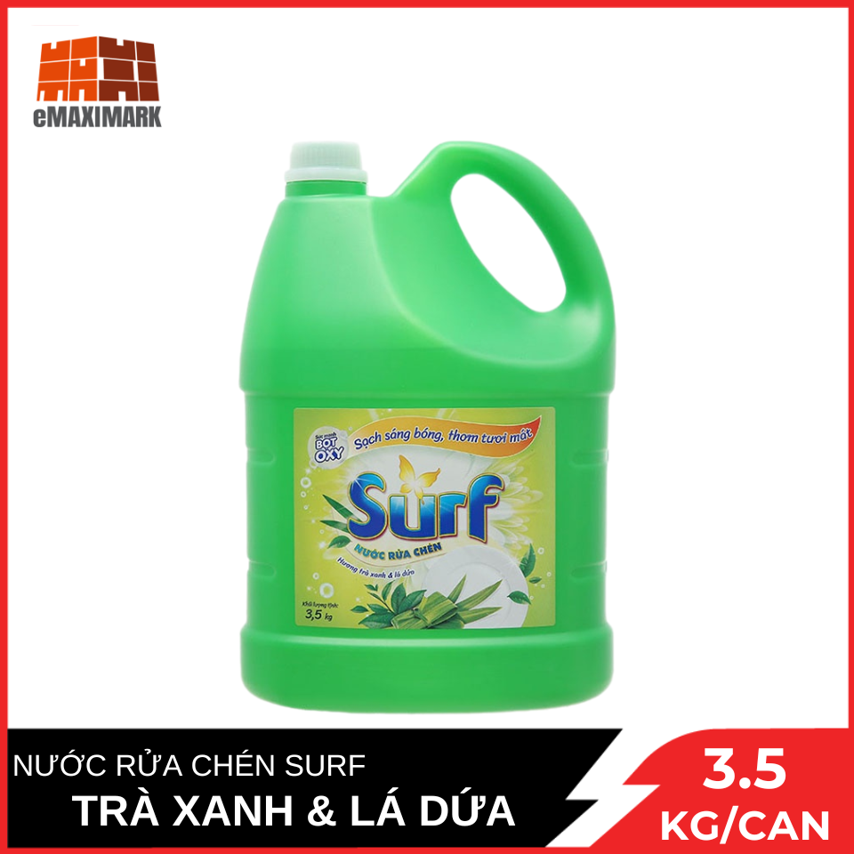 Nước rửa chén surf hương trà xanh & lá dứa can 3.5kg