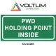 Fire Code PWD Holding Point Keep Clear | Inside Sign Label Sticker 420mm x 200mm Voltlim SKU 1028. 