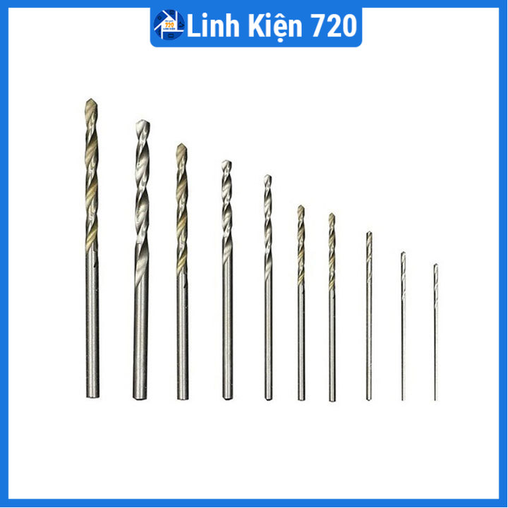 Bộ 11 mũi khoan mini 0.5-0.6-0.7-0.8-0.9-1.0-1.2-1.5-2.0-3.0-5.0mm