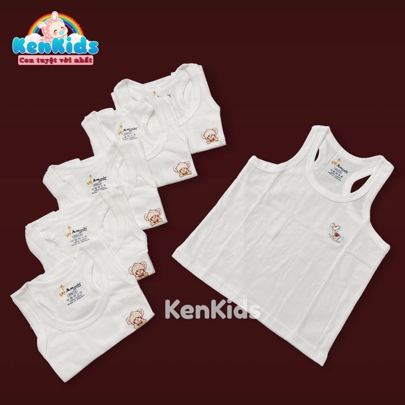 (7-19kg) COMBO 3 Áo ba lỗ trắng chất mát cho bé trai/ gái