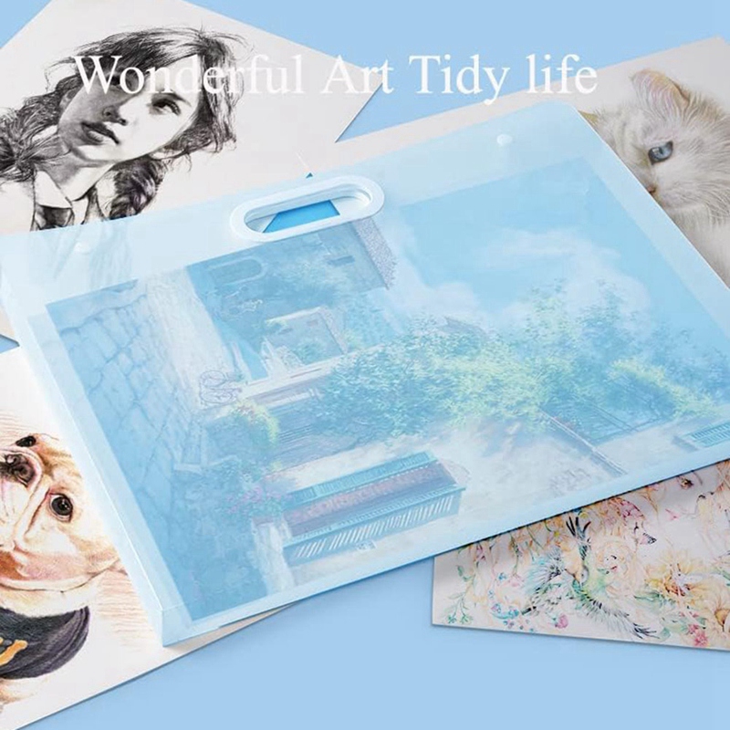 2Pcs Plastic Art Portfolio Folder Arts Storage Case for , Student Drawing Container, Kids Artworks