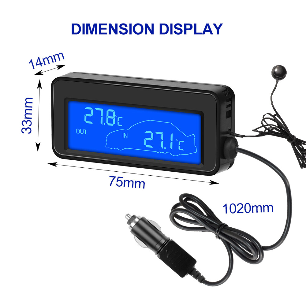 Car Digital Temperature Mini LCD Waterproof Indoor Outdoor Convenient Temperature Sensor With 1.5M Cable