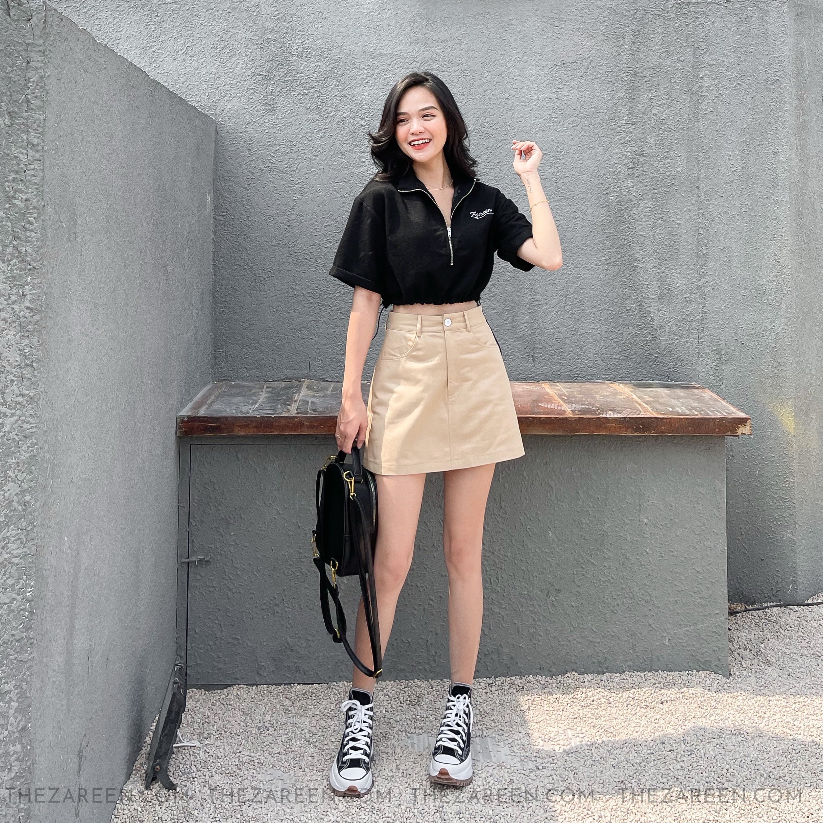 CHÂN VÁY CHỮ A BASIC ZAREEN VAA29 NÂU