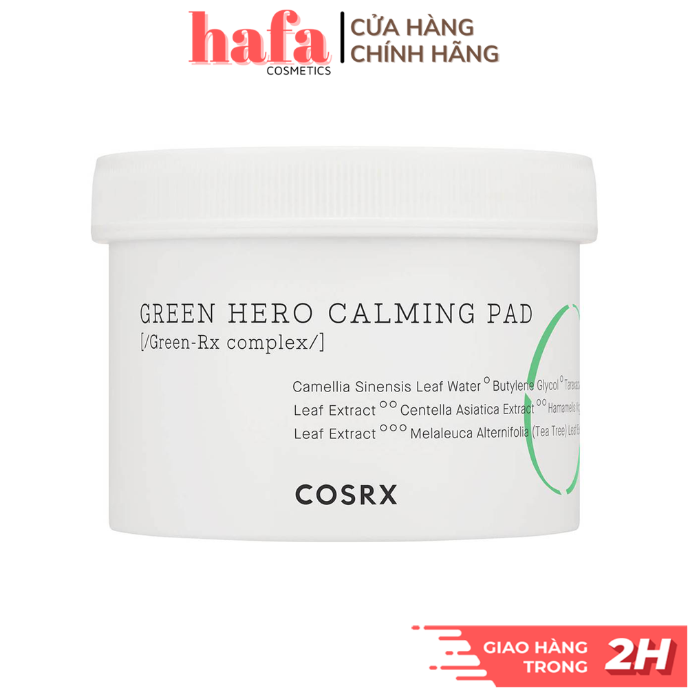 Bông tẩy tế bào chết hoá học dưỡng ẩm và dịu da cosrx one step green hero calming pad 70 miếng