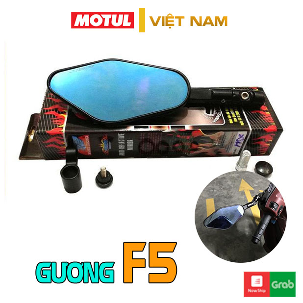 Gương chiếu hậu xe máy thời trang mini mẫu F5 gắn chân kính cho AB, SH, SH Mode, Wave,…