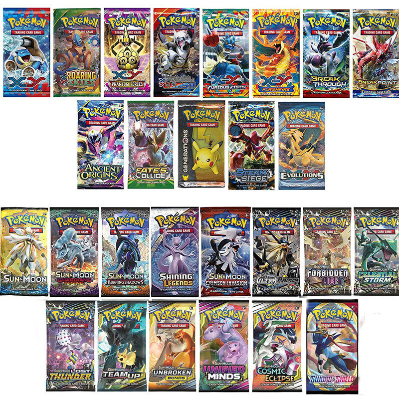 English Version Pokemon Trading Card Booster Box Collectible 25 Cards Set - A1000. 