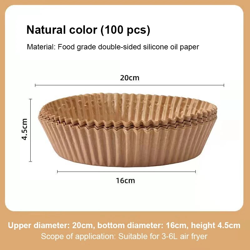【The-Best】 50/100pc Oil Paper Holder For Air Fryers Disposable Baking Oil Absorbing Baking Tray Paper Food Grade Non Stick Kitchen.