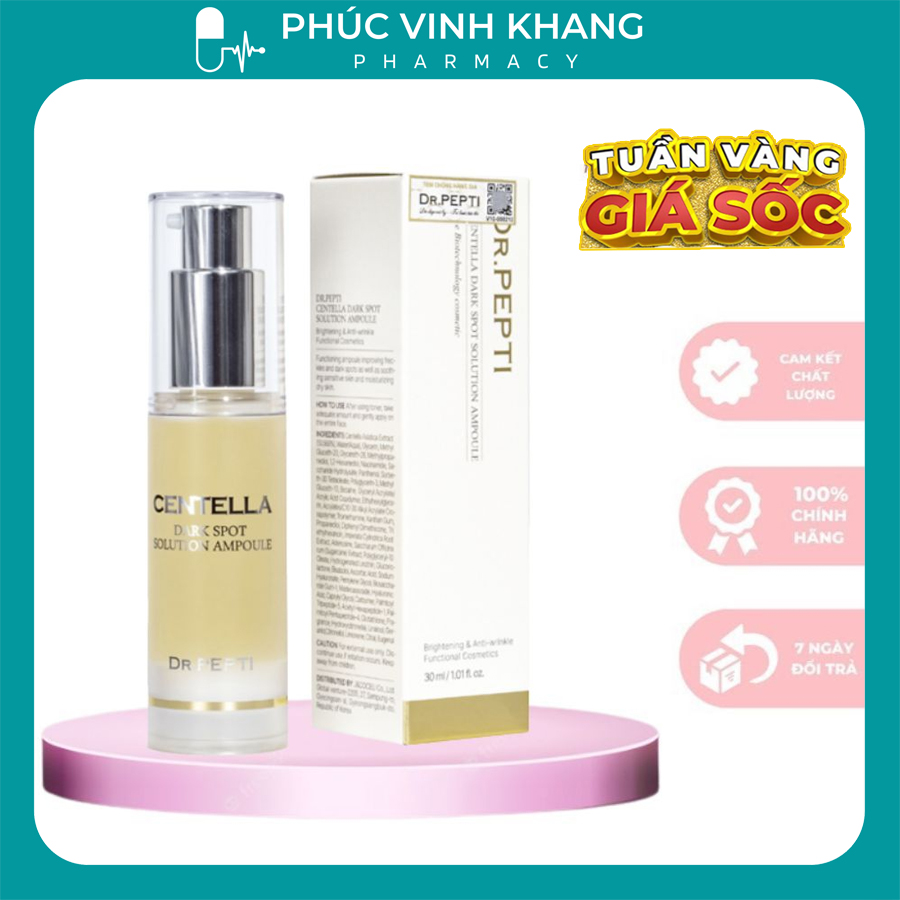 Serum Dr Pepti Centella Dark Spot Solution Ampoule 30ml Tinh chất dưỡng trắng, giảm mụn, mờ thâm, trẻ hoá da