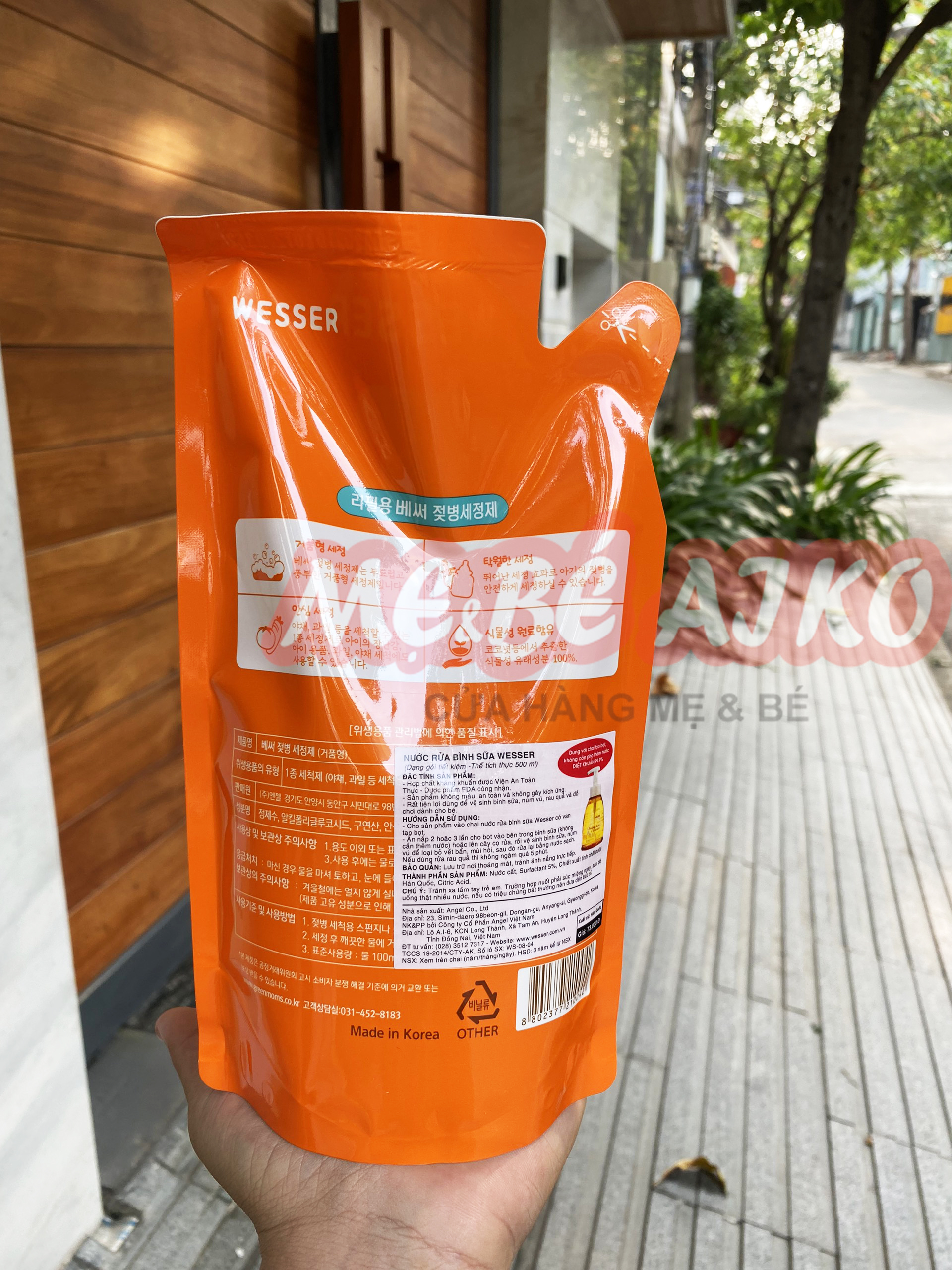 [Mẫu Mới] Bộ 3 Gói Nước Rửa Bình Sữa Wesser (500ml x 3)