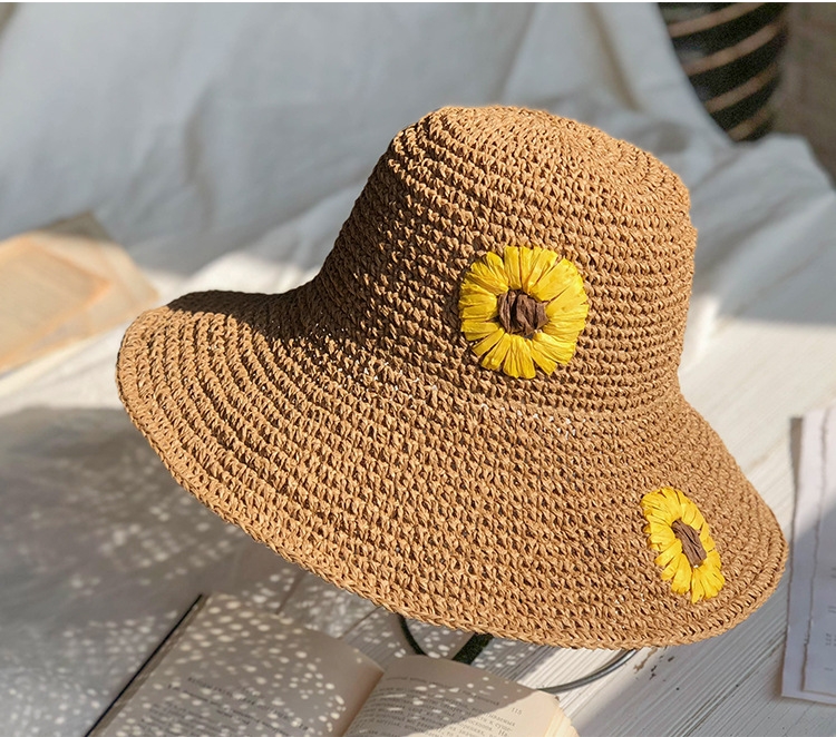 Mũ Bucket cói mềm thuê hoa cúc Daisy