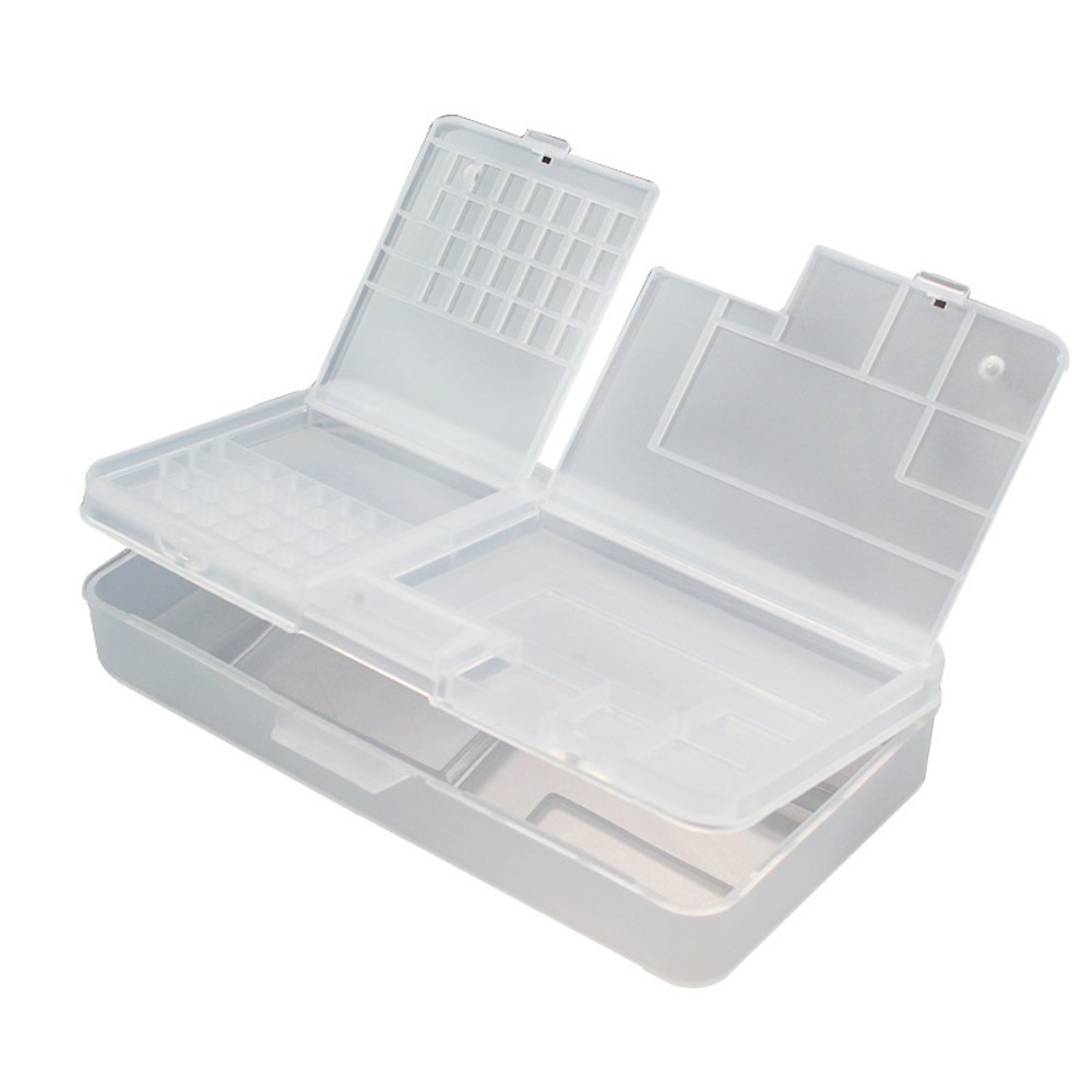 AAVGH PVC Flip Storage Box Two-layer Rectangle Mobile Phone Repair Storage Box High-capacity Component Tool Packaging Box for Mobile Motherboard/Small Screw/Component