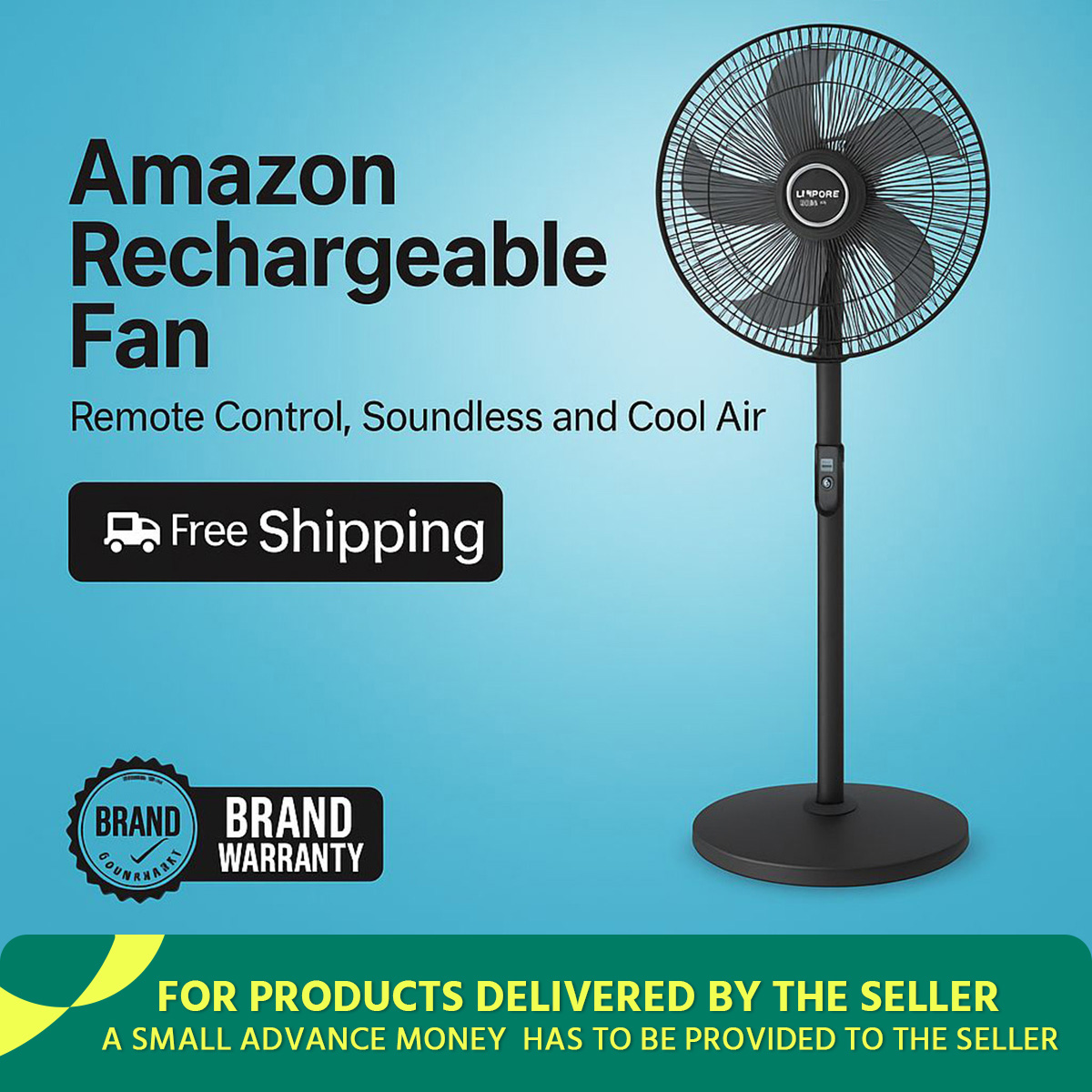 Amazon Charger Fan HT-AF15 Remote Control Rechargeable Fan for Soundless and Cool Air.