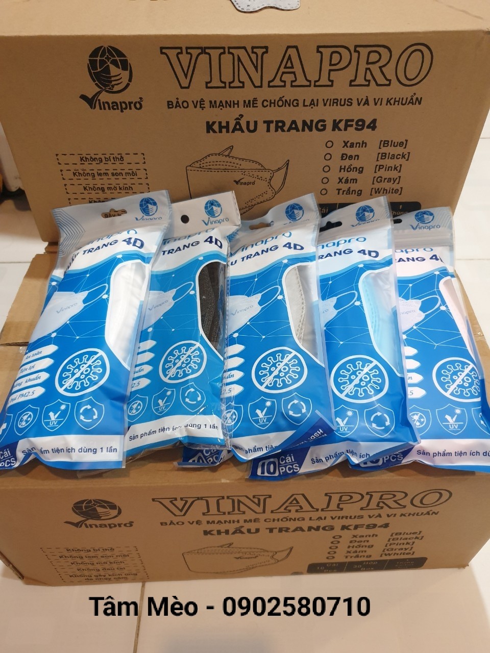 Khẩu trang KF94 Vinapro 4 lớp (1 bịch 10 cái)