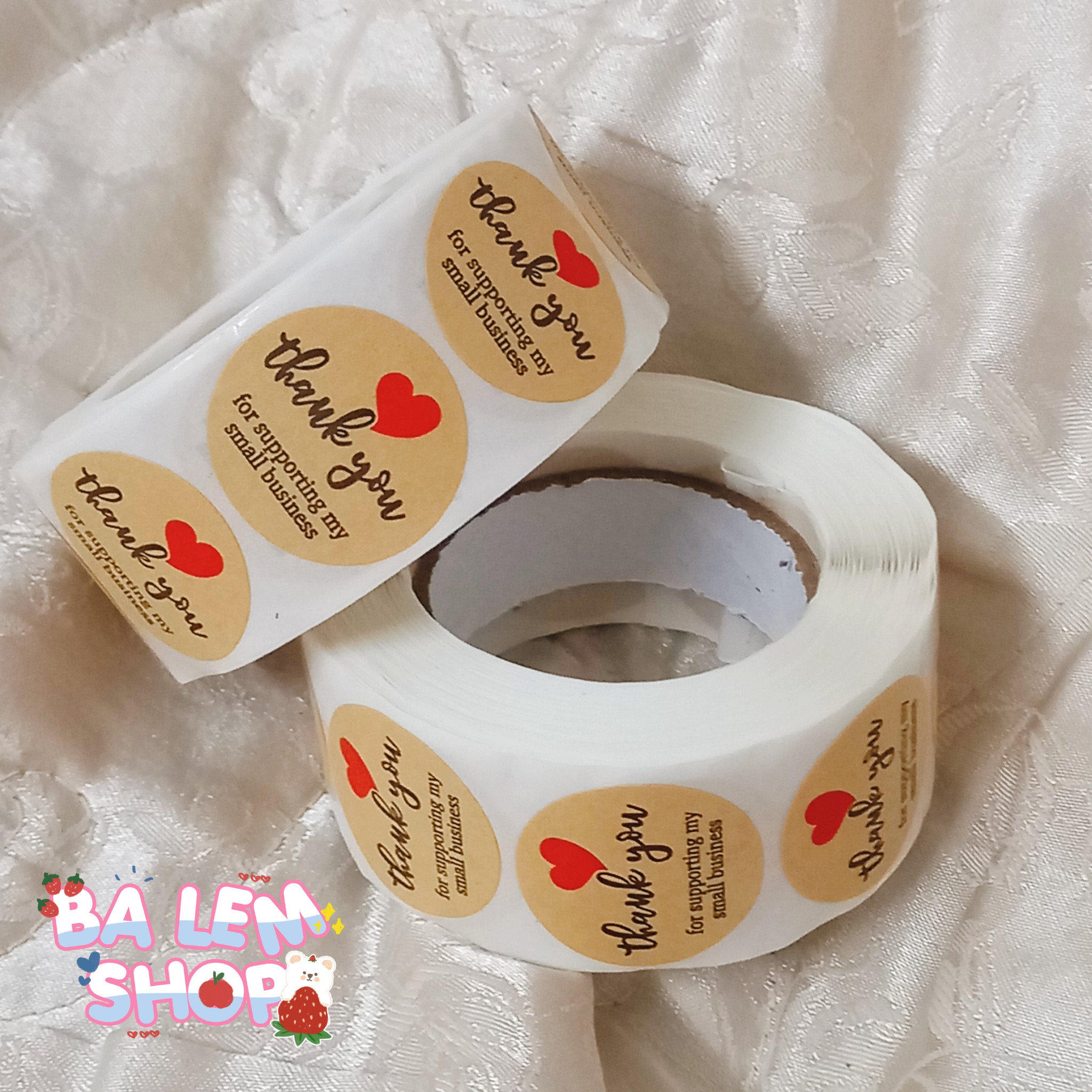 Tem decal, sticker chữ THANKYOU 2.5cm màu nâu vitage, tem dán trang trí, bán hàng