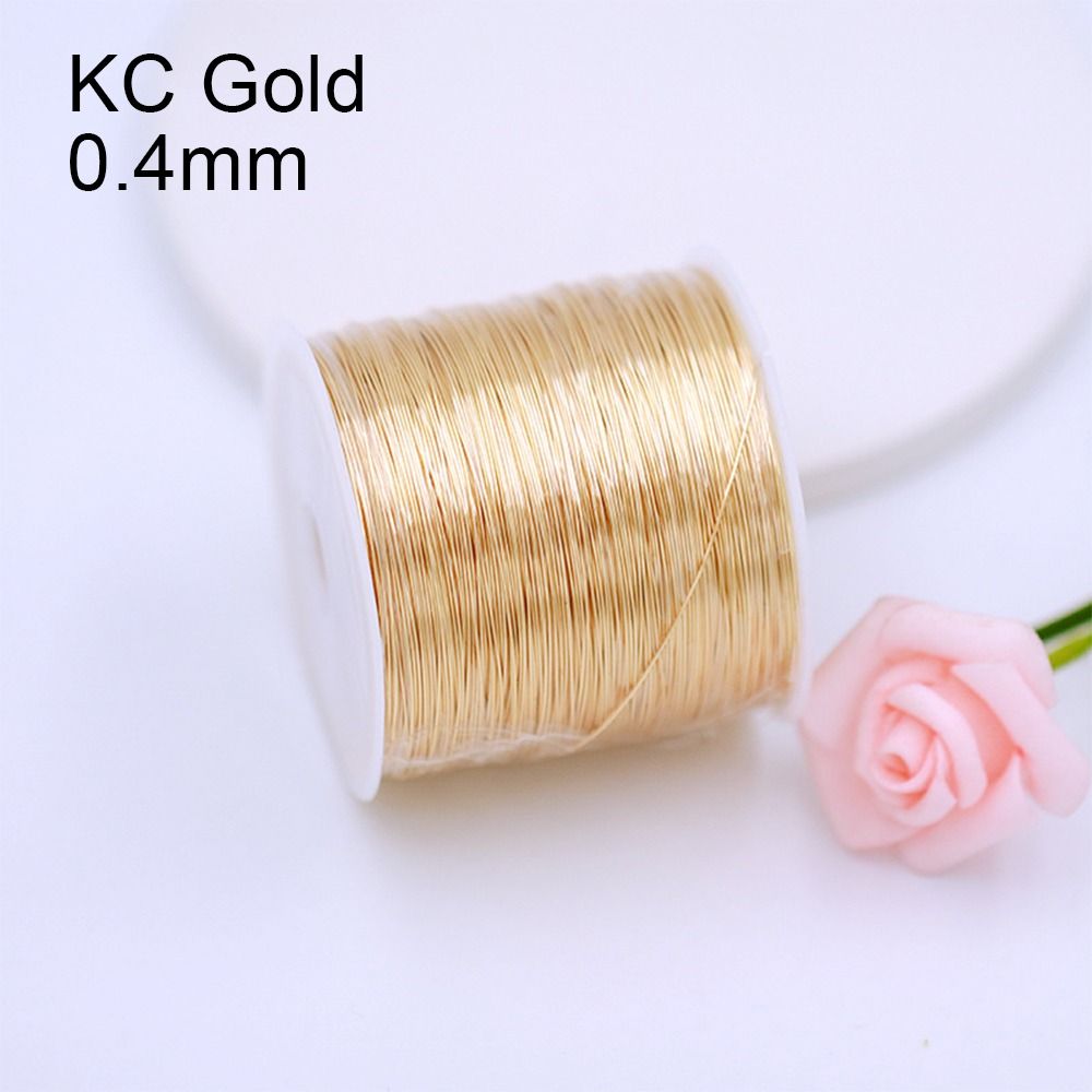 JAYQQ Tự làm Dây đồng 0.3mm 0.4mm Mạ vàng Dây làm đồ trang sức Bền 100 mét/cuộn Dây đồng thau thủ công Làm đồ trang sức