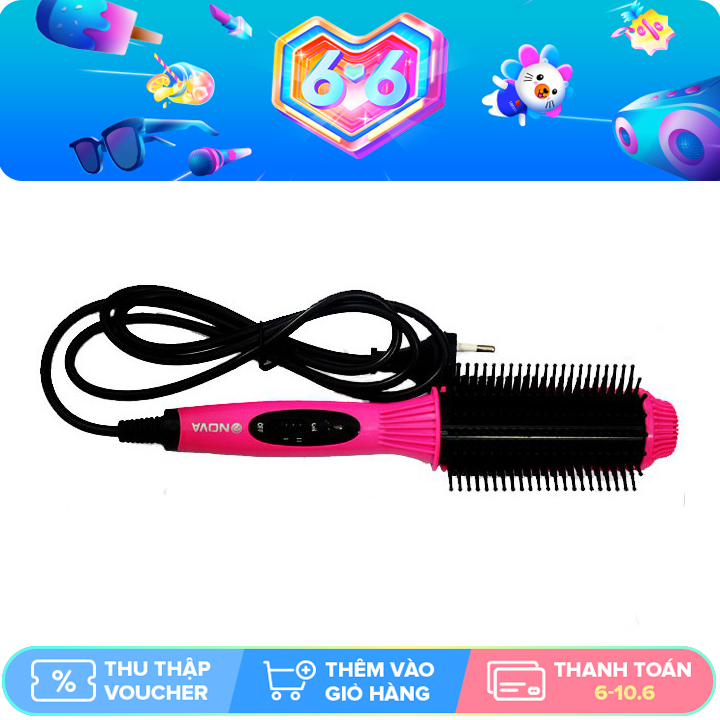 [HCM]Lược điện uốn phồng xoăn cụp tóc đa năng  nova 8810 30W ( Hồng Đậm )