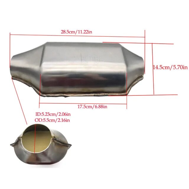 Car Catalytic Converter 400 Cells High Flow Muffler Exhaust Systems Muffler Length Stainless Steel Engine Accessorie