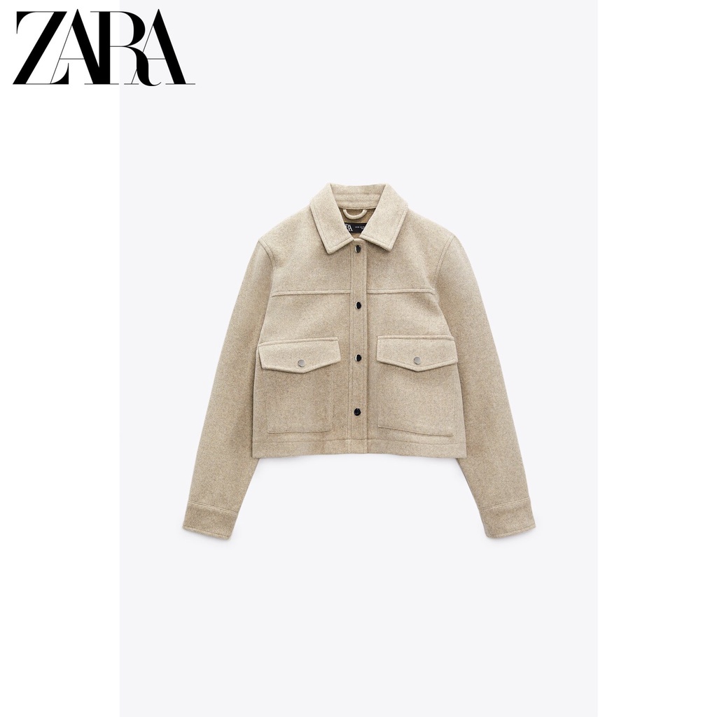 Áo khoác zara dáng ngắn phối nút kim loại thời trang cho nữ